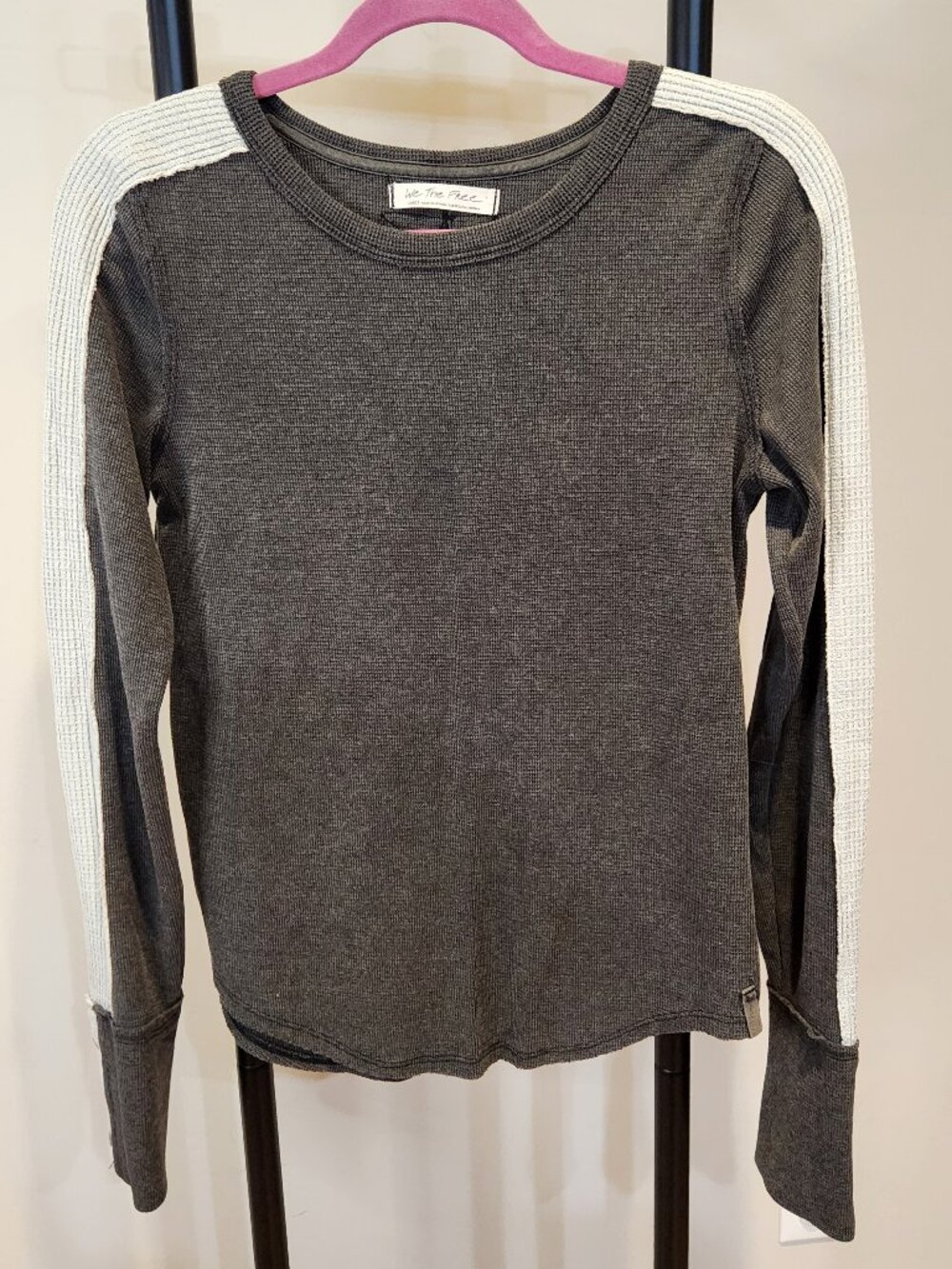 We The Free Waffle Knit Thermal Top Colorblock Long Sleeve Size L